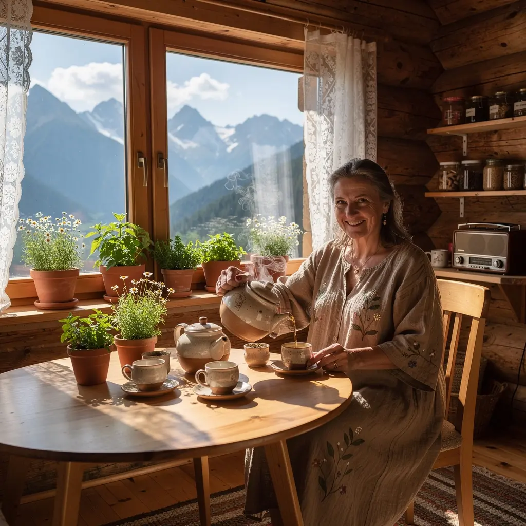 Ručne zbierané bylinky na prípravu upokojujúceho čaju na pozadí prírody