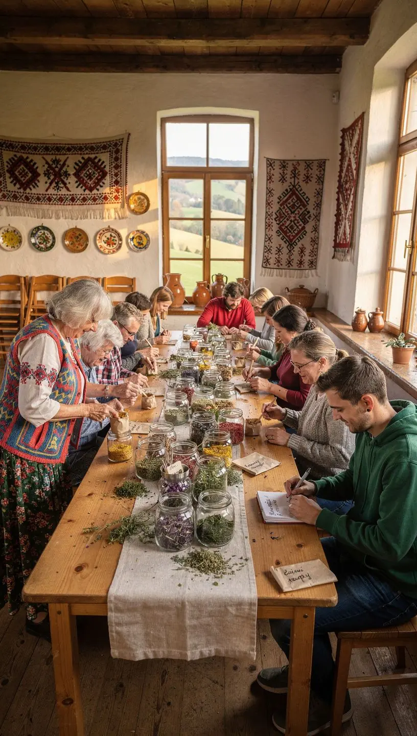 Pohľad na harmonicky usporiadané bylinky v sklenenej nádobe