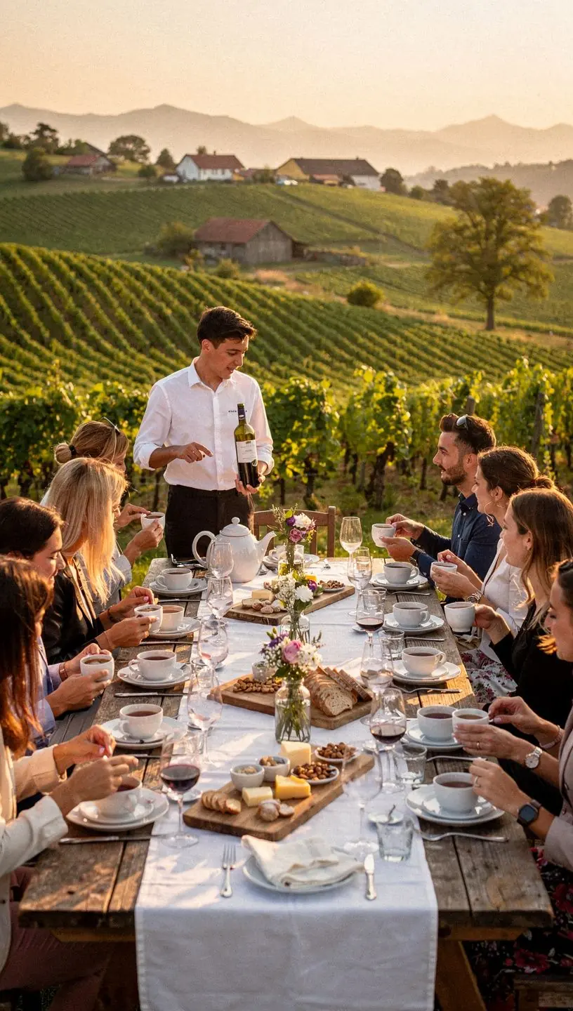 Šálka bylinkového čaju na drevenom stole s prírodnými dekoráciami